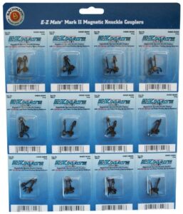 bachmann trains – e-z mate mark ii couplers – magnetic knuckle couplers with metal coil spring – under shank – medium (12 pair/card) – ho scale