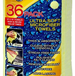 Eurow Microfiber Premium 16in x 16in 350 GSM Cleaning Towels 36-Pack