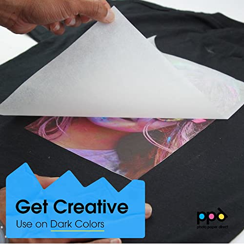 PPD Inkjet Premium T Shirt Transfer Paper - Iron On for Dark Fabric - 8.5 x 11 inch Paper Size - 20 Sheet Count - PPD-4-20