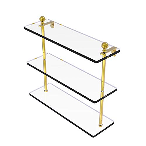 Allied Brass MA-5/16 Mambo Collection 16 Inch Triple Tiered Glass Shelf, Polished Brass