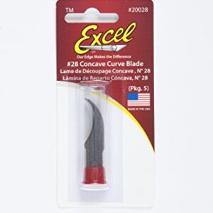 Excel Blades #28 Heavy Duty Concave Carving Hobby Blade, 5 Pack, American Made Replacement Craft Knife Blades