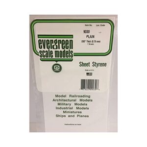 Evergreen 9030 White Polystyrene Sheet 150 x 300 x 0.75 mm Pack of 2