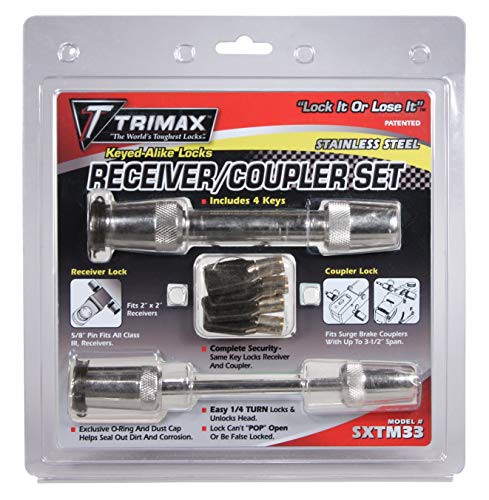 Trimax SXTM33 100% Stainless Steel (SXT3) 5/8" Receiver Lock & (SXTC3) 3.5" Span Coupler