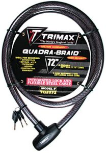 trimax trimaflex integrated keyed cable lock 6′ l x 20mm tq2072, card packaging , black
