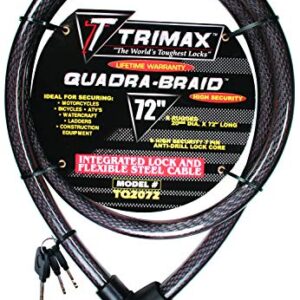 Trimax Trimaflex Integrated Keyed Cable Lock 6' L X 20Mm TQ2072, Card Packaging , Black