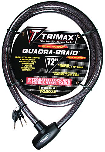 Trimax Trimaflex Integrated Keyed Cable Lock 6' L X 20Mm TQ2072, Card Packaging , Black