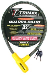 trimax tq1532 trimaflex integrated keyed cable lock, yellow / black, (32″ length x 15mm)