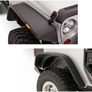 bushwacker 10919-07 flat fender flares 4pc. set fits 2007-2018 jeep wrangler jk (2 door models)