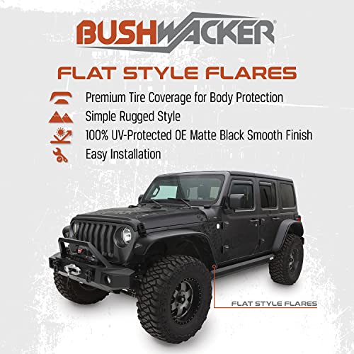 Bushwacker 10919-07 Flat Fender Flares 4pc. Set fits 2007-2018 Jeep Wrangler JK (2 Door Models)