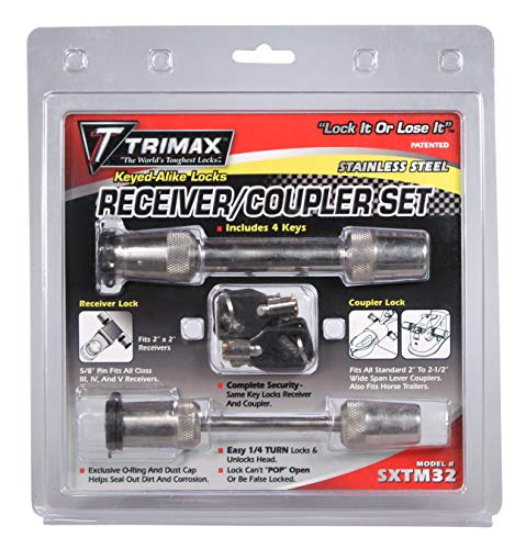 Trimax SXTM32 100% Stainless Steel (SXT3) 5/8" Receiver Lock & (SXTC2) 2.5" Span Coupler