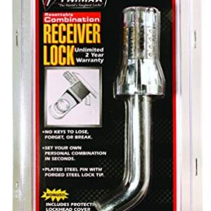 Trimax Standard 1/2" Dia. Resettable Combinaiton Bent Pin Receiver Lock MAG125, Clam Packaging, Chrome