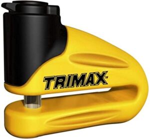 trimax t665ly hardened metal disc lock – yellow 10mm pin (long throat) with pouch & reminder cable