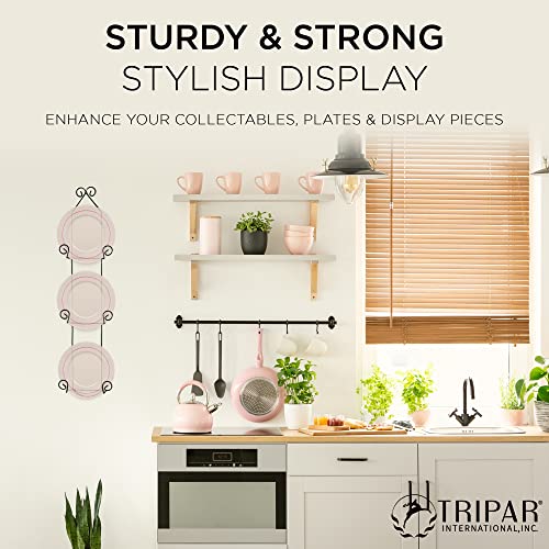 Tripar 3 Tier Vertical Black Plate Rack for Collectible Plates, Plaques, Dishes, & China