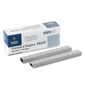 business source chisel point standard staples – box of 5000 (65649), silver
