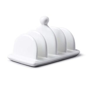 wm bartleet & sons 1750 traditional porcelain 4 slot toast rack with carry handle/knob– white