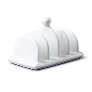 WM Bartleet & Sons 1750 Traditional Porcelain 4 Slot Toast Rack with Carry Handle/Knob– White