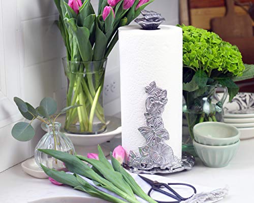 Arthur Court Aluminum Butterfly Garden Decorative Paper Towel Holder Metal Countertop 13 inch Standing Tall