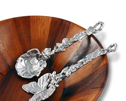 Arthur Court Designs Aluminum Metal Butterfly Salad Serving Set Garden Inspired Heavy Quality Amazing Detail 11 inch Long