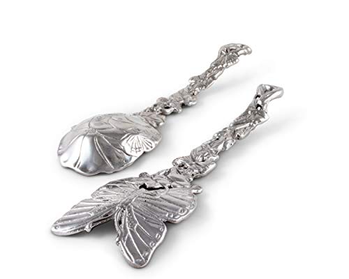 Arthur Court Designs Aluminum Metal Butterfly Salad Serving Set Garden Inspired Heavy Quality Amazing Detail 11 inch Long