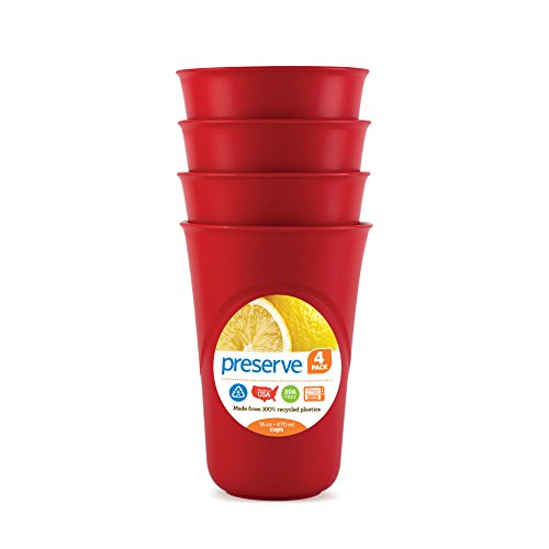 Preserve Everyday 16 Ounce Cups, Set of 4, Pepper Red