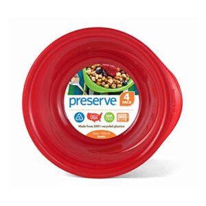 preserve everyday 16 ounce recycled plastic bowls, set of 4, pepper red