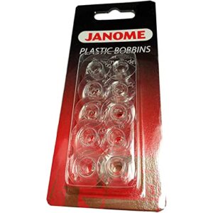 janome genuine 10 pk. plastic bobbins #200122614 for all janome & necchi models