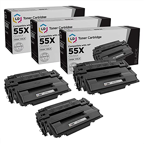 LD Products Compatible HP 55X CE255X High Yield Toner Cartridge Replacement for use in LaserJet Enterprise: P3010, P3015, P3015d, P3015dn, P3015n, P3015x, 500 MFP M525dn, 500 MFP M525f (Black, 3-Pack)