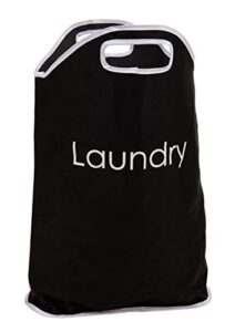 maturi h002 polyester laundry bag with white writing and integrated handles, 19 23-inch, inch inch, black