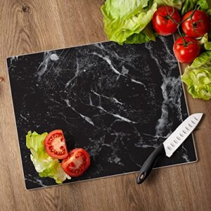 CounterArt Black Marble Design 3mm Heat Tolerant Tempered Glass Cutting Board 15” x 12” Manufactured in the USA Dishwasher Safe