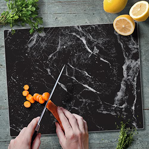 CounterArt Black Marble Design 3mm Heat Tolerant Tempered Glass Cutting Board 15” x 12” Manufactured in the USA Dishwasher Safe