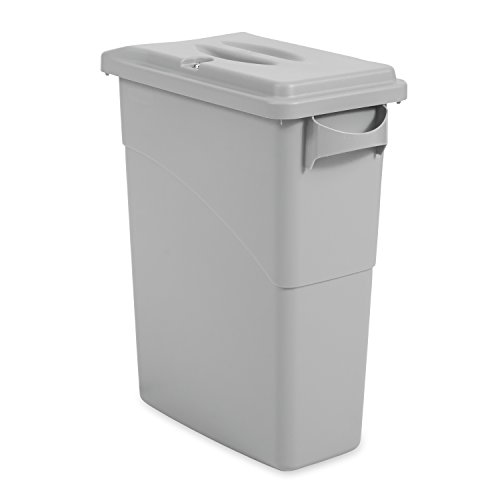 Rubbermaid Commercial Slim Jim Confidential Document Trash Can with Lid, 16 Gallon, Gray, FG9W2500LGRAY
