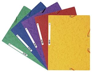 exacompta – ref 55515e – europa collection – elasticated 3-flap folders – suitable for a4 documents, 400gsm glossy card – assorted colours (pack of 10)