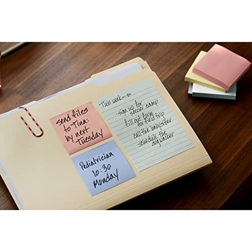 Post-it Notes, 4x6 in, 5 Pads, America's 1 Favorite Sticky Notes, Beachside Cafe Collection, Pastel Colors, Recyclable (660-5PK-AST)