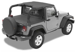 Bestop 5258035 Black Diamond Targa-Style Header Bikini Top for 2007-2009 Wrangler 2DR