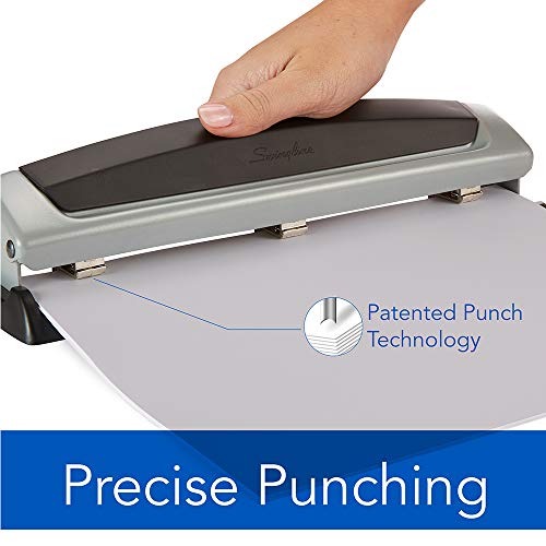Swingline Desktop Hole Punch, 2- 3 Hole Puncher, Precision Pro, 10 Sheet Punch Capacity, Adjustable, Black/Silver (74037)