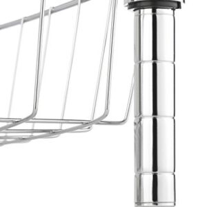 Whitmor Supreme Stacking Shelf with Basket - Adjustable Home Organizer - Chrome