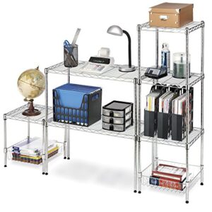 Whitmor Supreme Stacking Shelf with Basket - Adjustable Home Organizer - Chrome