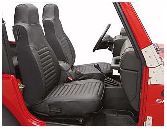 Bestop 2922835 Black Diamond Seat Covers for Front High-Back Seats - Jeep 2003-2006 Wrangler; Sold as Pair; Fit Factory Seats