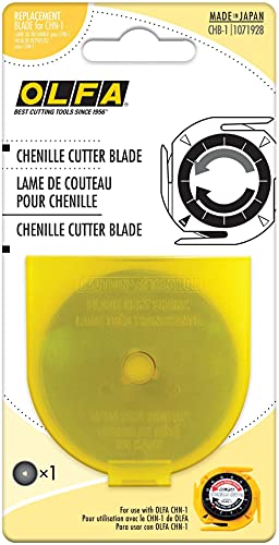 OLFA Chenille Cutter Replacement Blade, 1 Blade (CHB-1) - Tungsten Steel Circular Rotary Cutter Blade for Chenille Fabric, Crafts, Sewing, Quilting, Replacement Blade: Fits OLFA CHN-1 Chenille Cutter