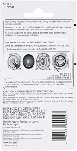 OLFA Chenille Cutter Replacement Blade, 1 Blade (CHB-1) - Tungsten Steel Circular Rotary Cutter Blade for Chenille Fabric, Crafts, Sewing, Quilting, Replacement Blade: Fits OLFA CHN-1 Chenille Cutter