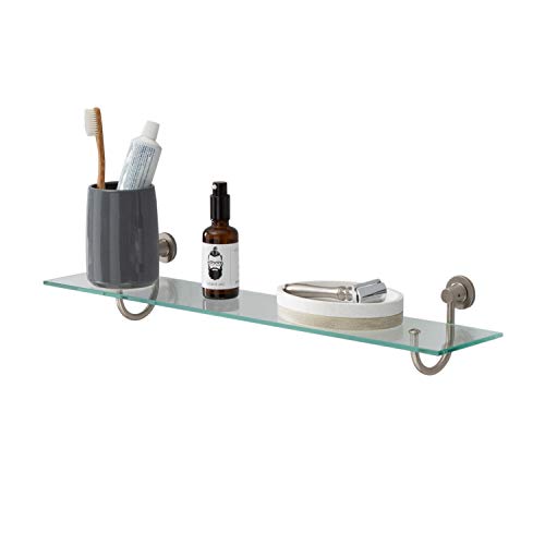 Organize It All Mounted Tempered Glass Shelf with Satin Nickel Mounts