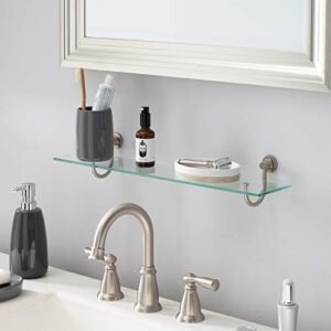 Organize It All Mounted Tempered Glass Shelf with Satin Nickel Mounts