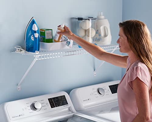 Rubbermaid Linen Closet Shelf Kit, 3-Feet, White, Wire Shelving System for Laundry Rooms, Linen Closets or Basements