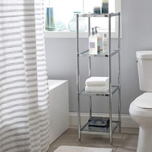 Organize It All 4 Tier Tempered Glass Freestanding Bathroom Storage Tower