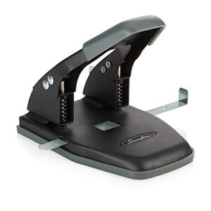 swingline 2 hole punch, comfort handle two hole puncher, 28 sheet punch capacity, 50% reduced effort, includes alignment guide, black (74050)