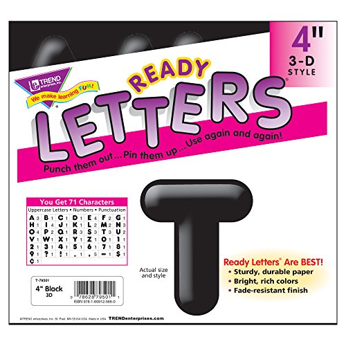 TREND enterprises, Inc. Black 4" 3-D Uppercase Ready Letters