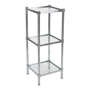organize it all 3 tier tempered glass freestanding bathroom storage tower 13.25 x 13.25 x 31 inches