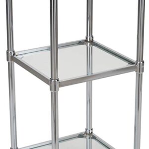 Organize It All 3 Tier Tempered Glass Freestanding Bathroom Storage Tower 13.25 x 13.25 x 31 inches
