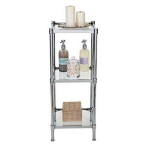 Organize It All 3 Tier Tempered Glass Freestanding Bathroom Storage Tower 13.25 x 13.25 x 31 inches