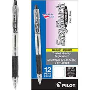 PILOT EasyTouch Refillable & Retractable Ballpoint Pens, Fine Point, Black Ink, 12-Pack (32210)